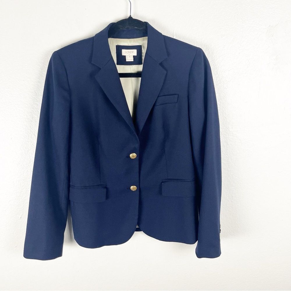 J. CREW Factory Keating Navy Wool Blend Two Button Lined Blazer Size 4 Career